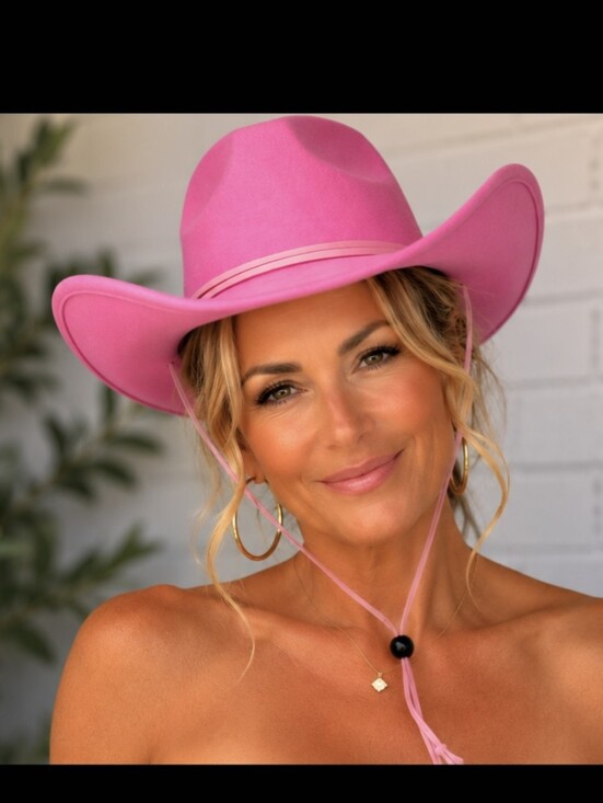 Accessories - Hot Pink Western Cowboy Hat | Size 57 | Adjustable Chin Strap